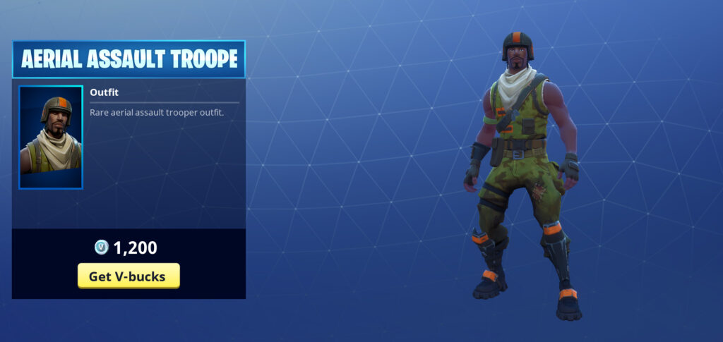 season level 15 aerial assault trooper - primera skin de fortnite