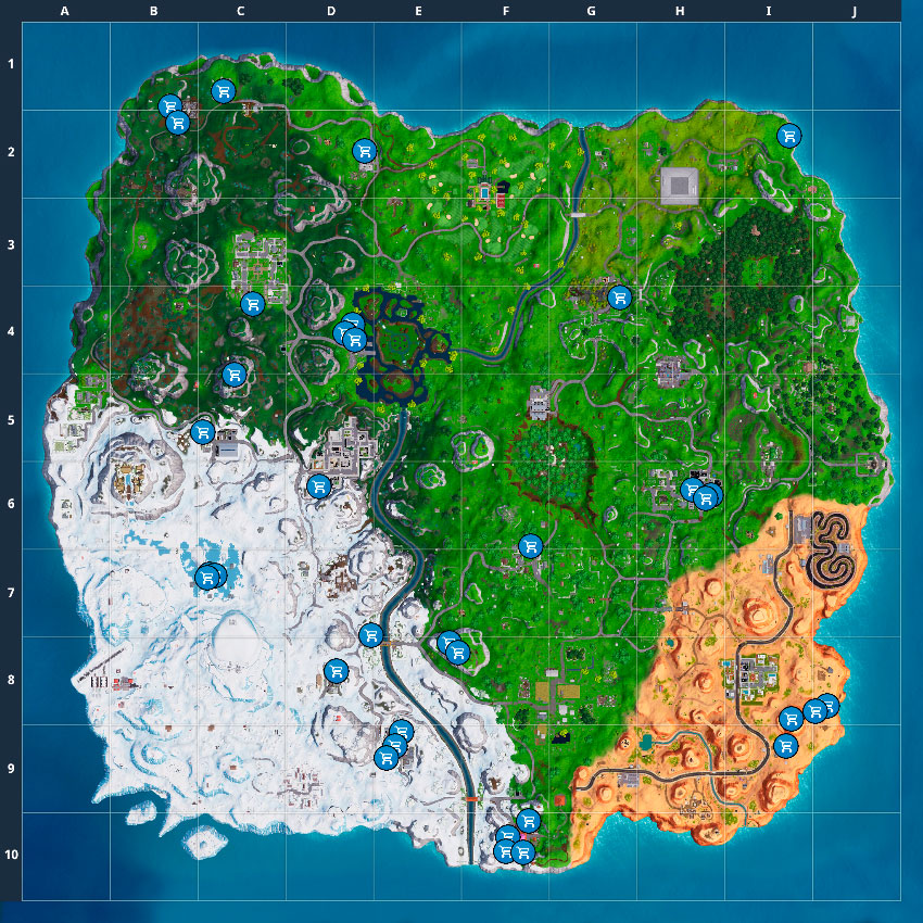 Fortnite Shopping Cart Guide Locations And How To Use Pro Game - some areas that are seemingly obvious are retail row in the parking lot in front of noms grocery store th!   is whole parking lot area might have shopping cart