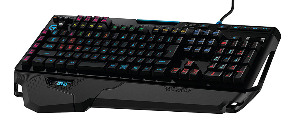 the logitech g910 orion spark mechanical gaming keyboard this board has a lot of extra programmable keys that allow you to create custom game macros - logitech fortnite build macro