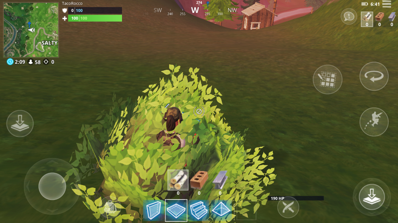 once you re in the bush pull out your building menu this helps you to hide better since it is less visible than holding your pickaxe - fortnite farming glitch