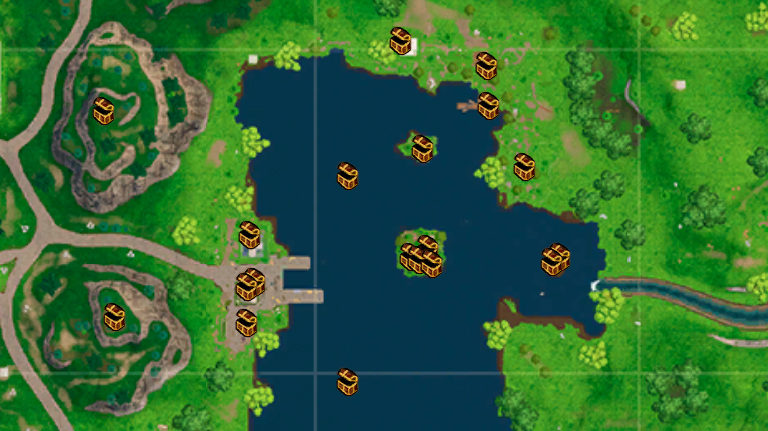 loot lake chest locations map - fortnite maps with coins