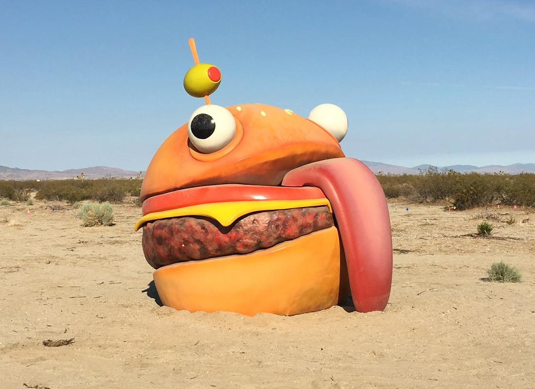 pizza place in tomato town beef boss is the mascot for the popular fortnite fast food place durr burger you ll no doubt recognize the head as the big - fortnite skins with big heads