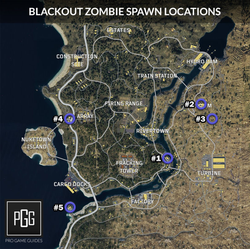 Затемненные местоположения Зомби на карте