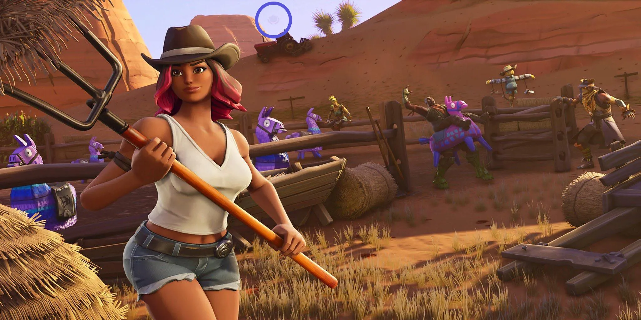 however we have nothing to prove this yet back to the battle star if you look over the red tractor you can see the transparent secret star - fortnite saison 8 skin secret