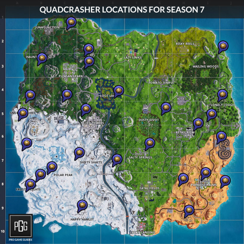 in season 7 you can find quite a few quadcrashers in locations like this one - all vehicle locations in fortnite season 8