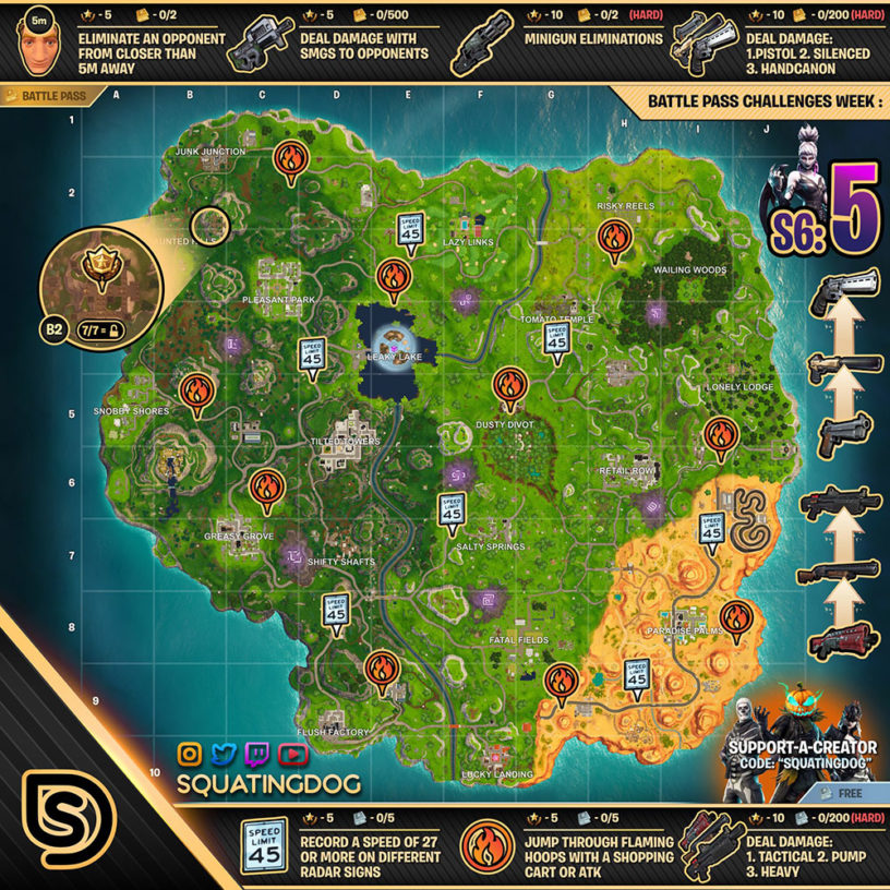 Week 4 Cheat Sheet Fortnite Season 6 Fortnite Season 6 Week 5 Challenges List Cheat Sheet Locations Solutions Mundotrucos