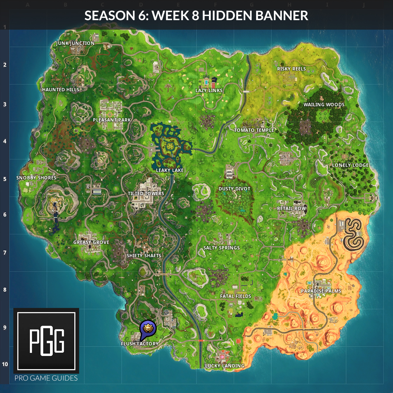 Fortnite Season 8 Map Cheat Sheet - Fortnite Season 9 Challenges Week 1