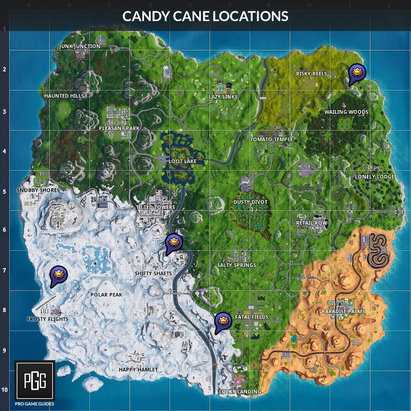 the reward for this challenge is the festive firefight loading screen here s a map to the locations of the candy canes - fortnite hidden rewards