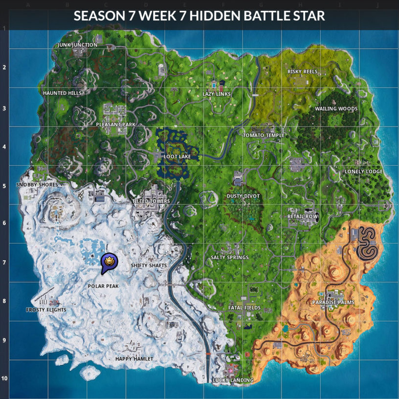 Fortnite Season 7 Hidden Secret Battle Star Locations Snowfall Challenges Pro Game Guides - roblox seven hidden items