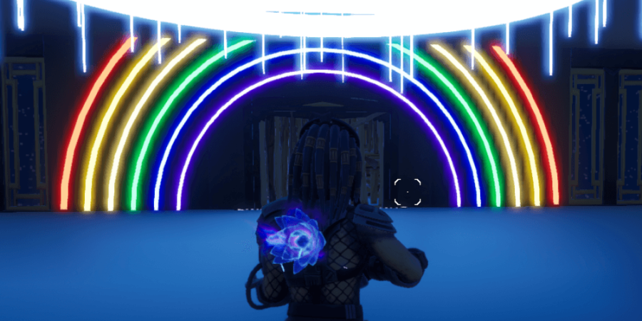 A rainbow to an edit course in Fortnite.
