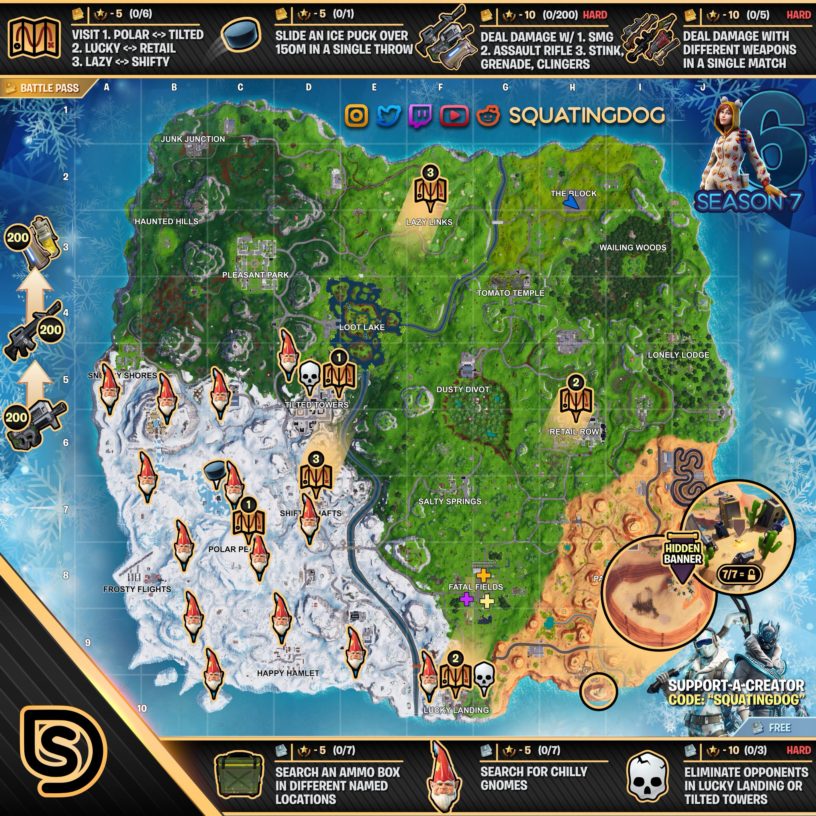 Fortnite Season 7 Week 6 Challenges List Cheat Sheet Locations Solutions Pro Game Guides - answers to roblox creator challenge 2