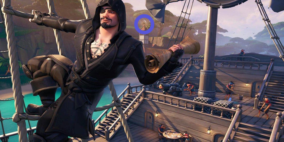 you can find the exact location on the map below it s right on top of one of the buildings posted in fortnite - fortnite season 8 all pirate camps map