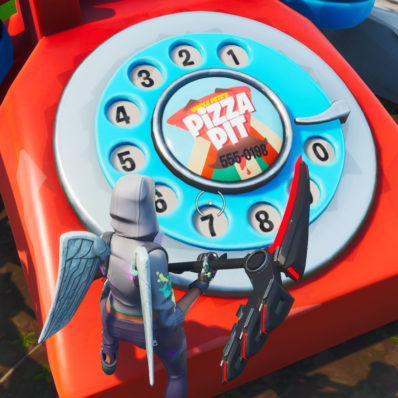 eliminate opponents at dusty divot or lucky landing 7 - dial the pizza pit number location fortnite