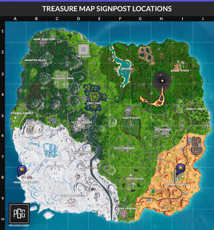 once you ve done that you ll be on stage 2 which is searching the x on the map that will appear on the same sign post that spot is in frosty flights - fortnite squatingdog season 8 week 8