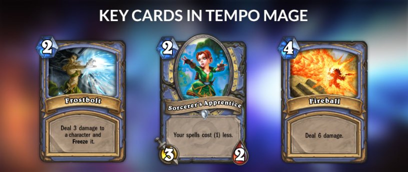 An image of the key cards for Tempo Mage in Hearthstone.