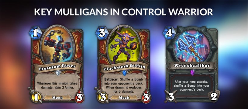 An image displaying the key mulligans in Control Warrior.