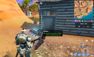 this is under a port a potty in the desert biome south of paradise palms crack open that port a potty and you will find 13 inside - fortnite 50 vs 50 trailer