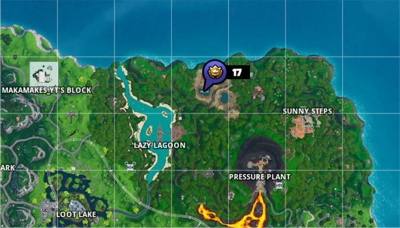 up north of the volcano that is now known as pressure plant the fish has been built within one of the pools so head there to locate the fortbyte - volcano pressure plant fortnite