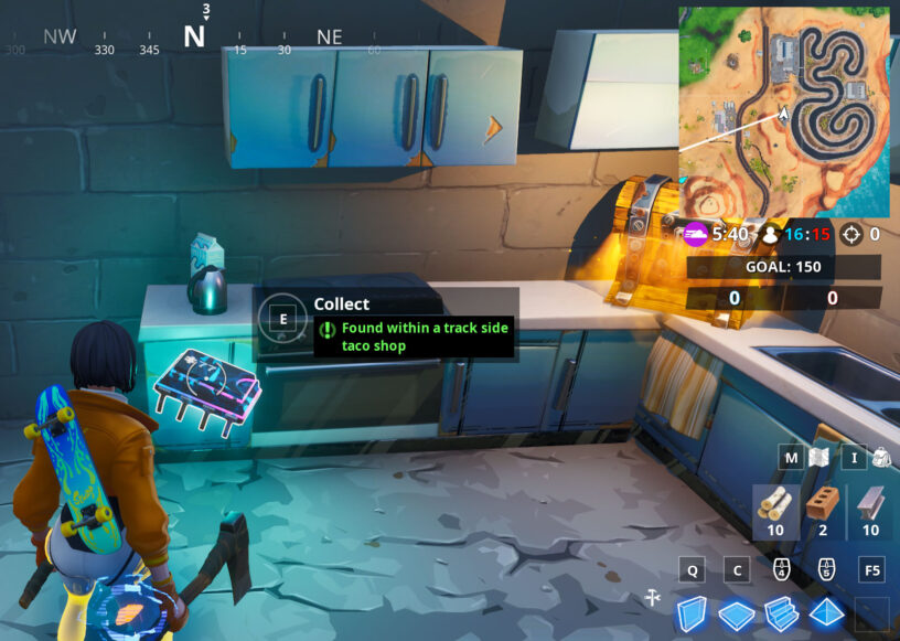 behind the garage area of the taco stand is the fortbyte break it down and jump over the counter to easily access it - collect 90 fortbytes fortnite locations