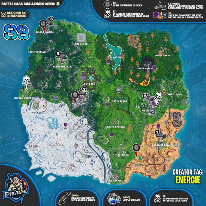 Fortnite Season 9 Week 8 Challenges Cheat Sheet Locations Solutions Pro Game Guides