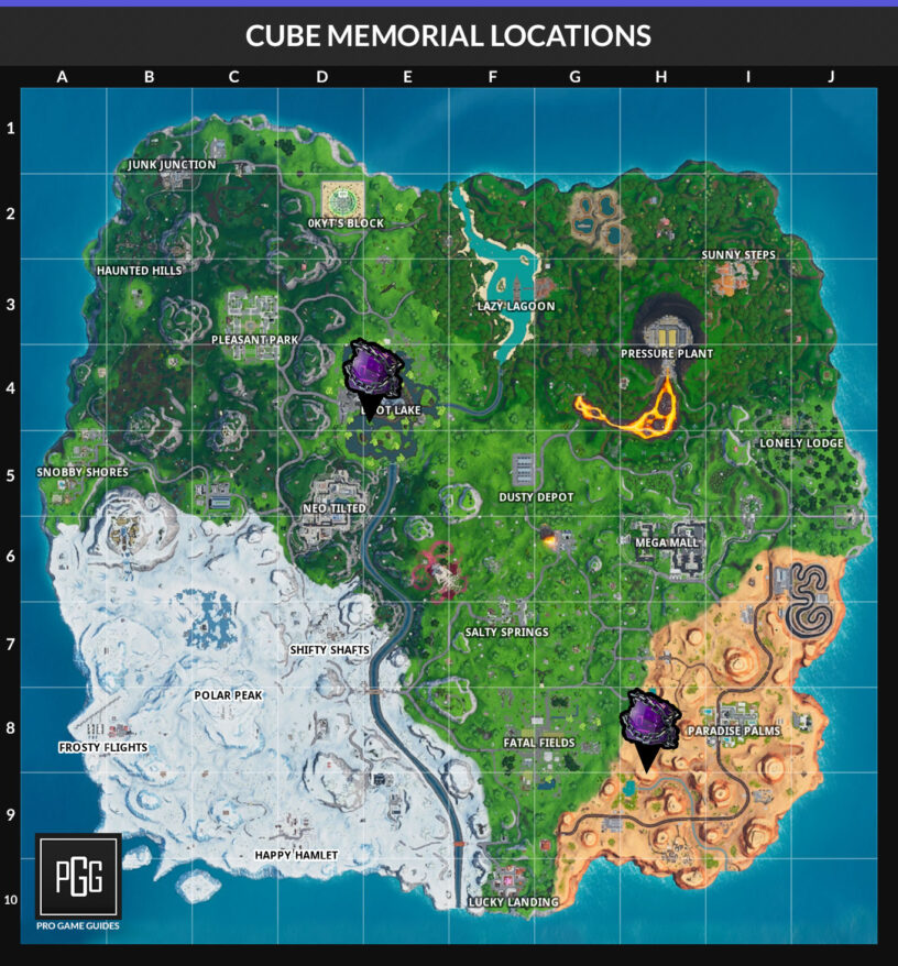 Fortnite Cube Monument Fortnite Cube Memorial Locations Desert Lake Cube Memorials Mundotrucos