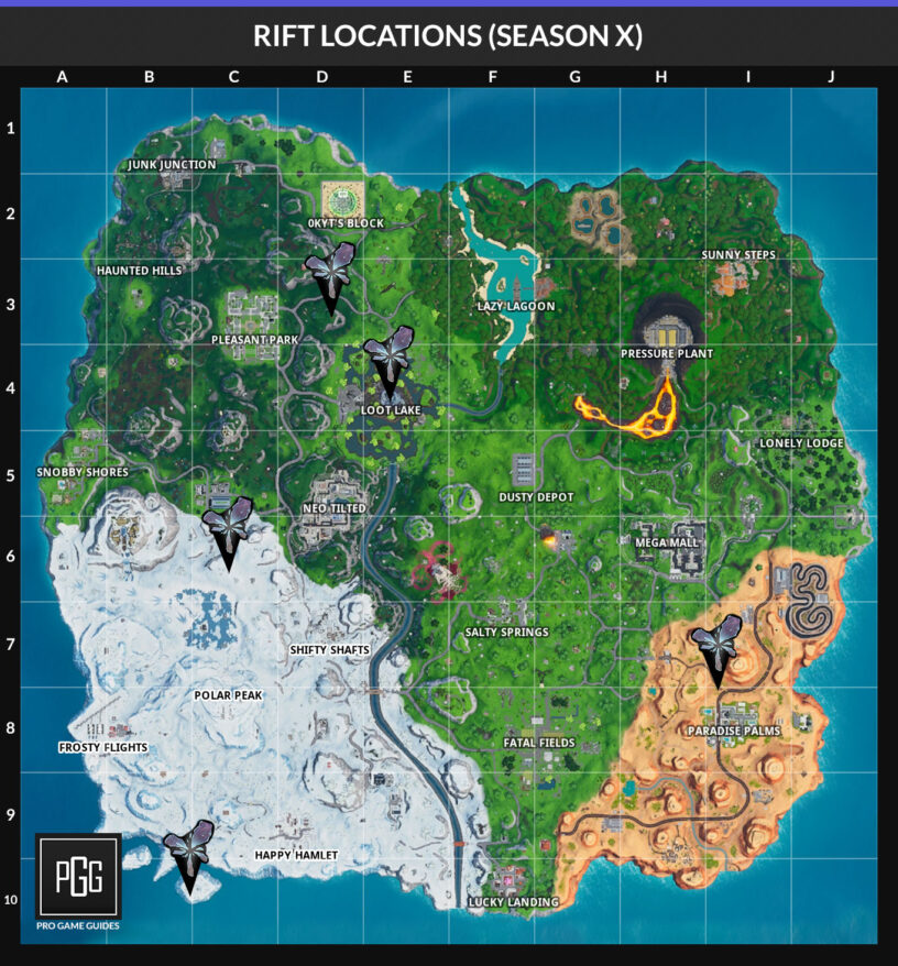 Fortnite Rift Locations (Season X) Map, All Rift Spawns, & Guide