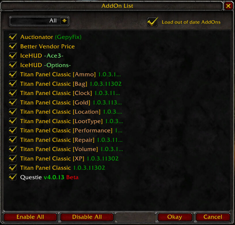 world of warcraft addons button