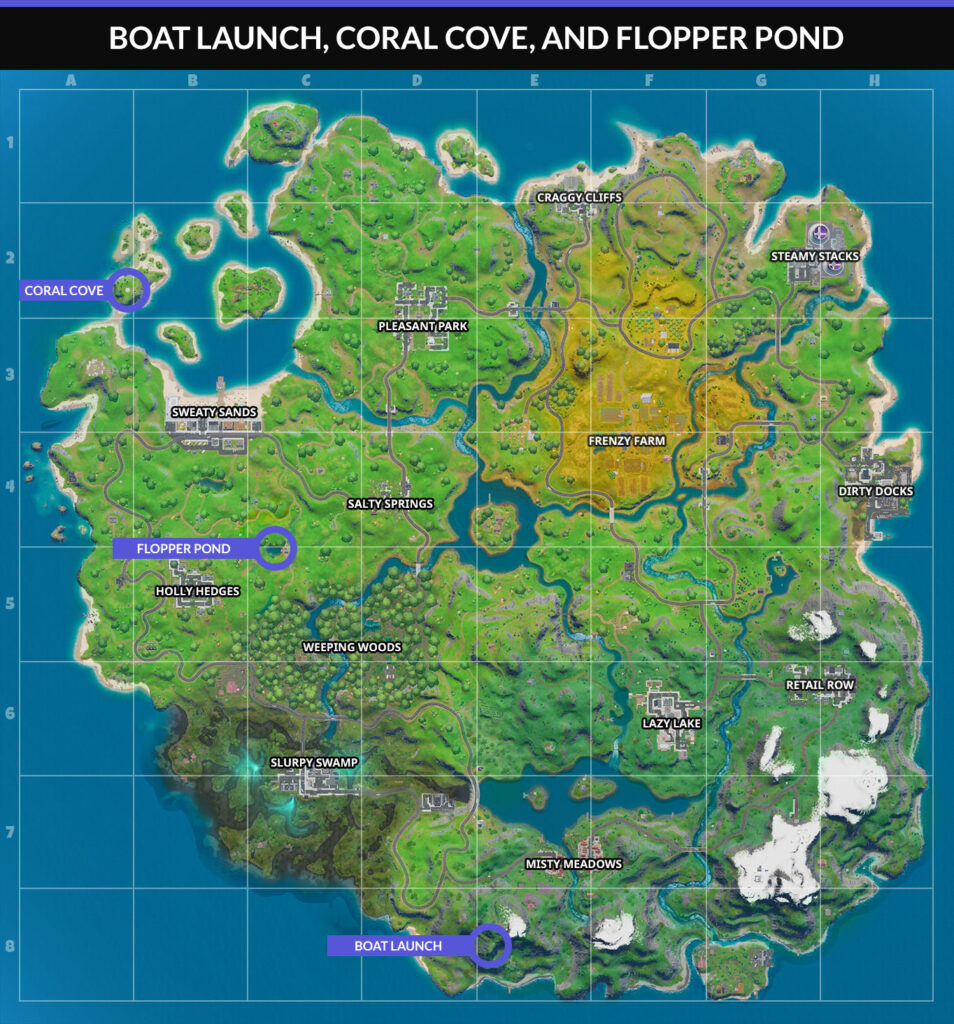 Fortnite Boat Launch, Coral Cove, Flopper Pond Locations - Pro Game Guides