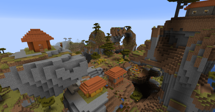 A sole villager on a floating island.
