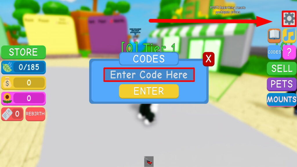 Redeem code text box for Roblox Lawn Mowing Simulator 