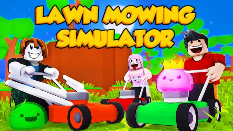Roblox Lawn Mowing Simulator characters mowing lawn