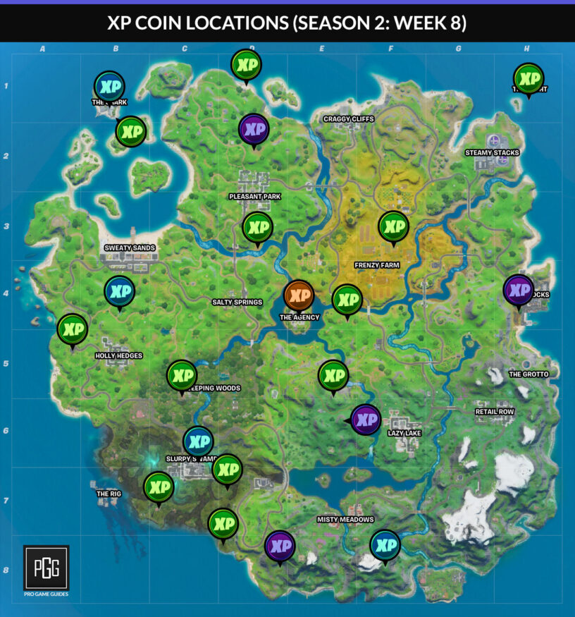 Fortnite Season 2 XP Coin Locations - Map & Information (Chapter 2 ...