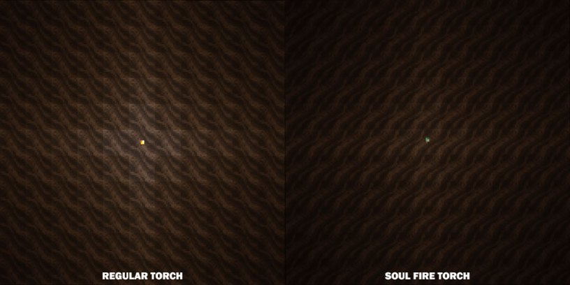 Light comparison between torch and soul torch