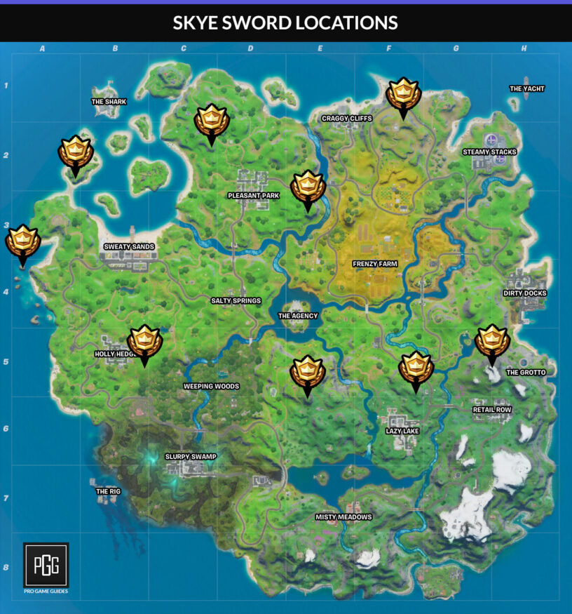 Fortnite Skye Sword In Stone Locations Pro Game Guides - farm adventures map roblox