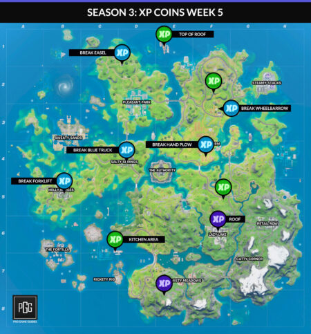 Fortnite Season 3 XP Coin Locations - Maps for All Weeks! - Pro Game Guides