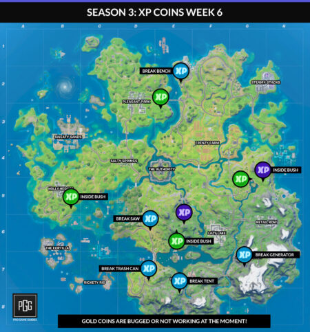 Fortnite Season 3 XP Coin Locations - Maps for All Weeks! - Pro Game Guides