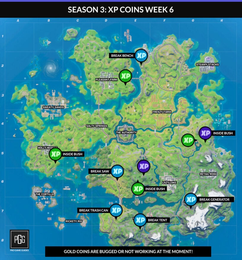 Fortnite Season 3 XP Coin Locations - Maps for All Weeks ...