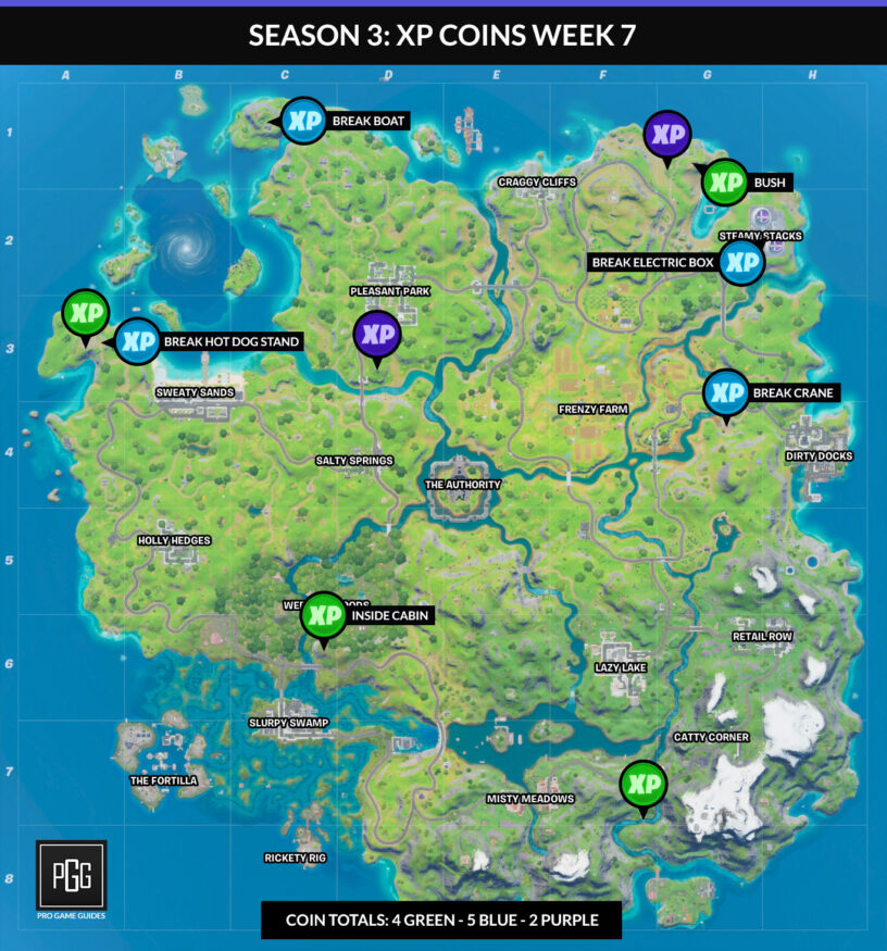 Fortnite Season 3 Xp Coin Locations Maps For All Weeks Pro Game Guides