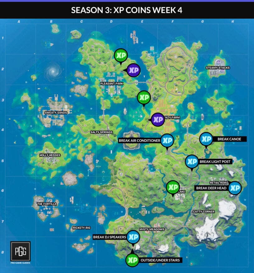 Fortnite Season 3 XP Coin Locations - Maps for All Weeks ...