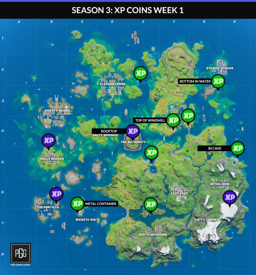 Fortnite Season 3 XP Coin Locations - Maps for All Weeks ...