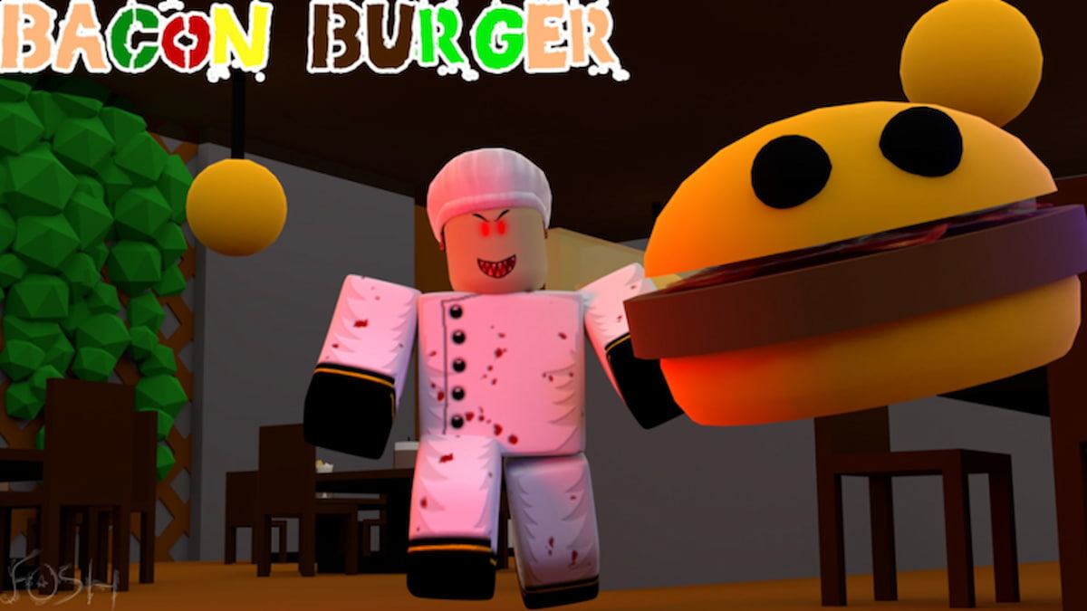 Roblox Bacon Burger chef running after scared burger