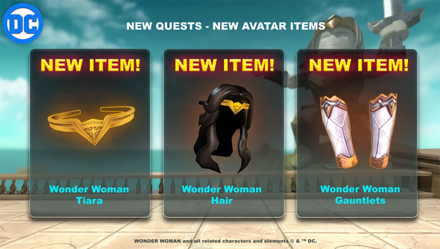 New Quests And Items Available In Roblox S Wonder Woman Game Pro Game Guides - how to add a new item to a roblox game