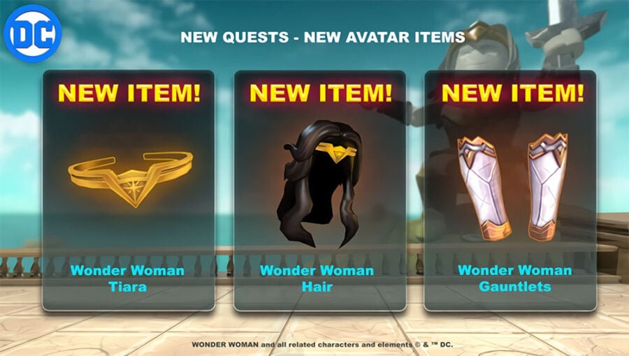 New Quests And Items Available In Roblox S Wonder Woman Game Pro Game Guides - new items on roblox