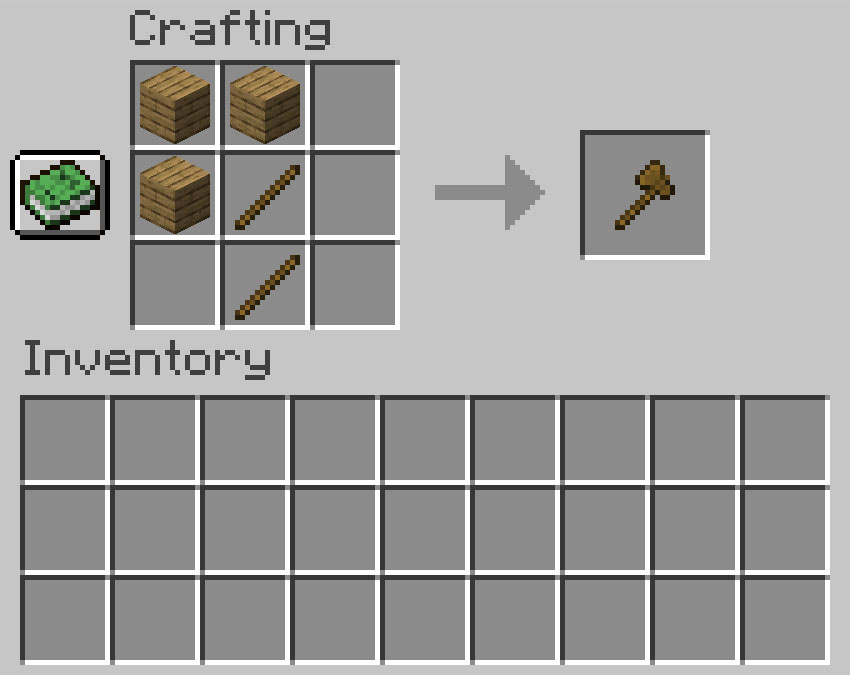 Crafting recipe for axe