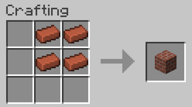 Crafting recipe for a brick block