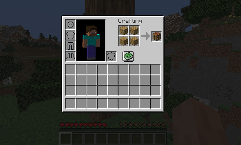 Crafting recipe for crafting table
