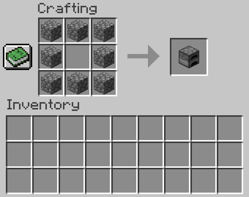 Crafting recipe for a furnace