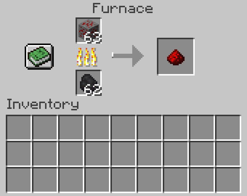 Smelting redstone ore example