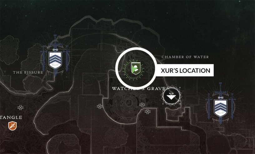 Xur Nessus Watcher's Grave Barge location map