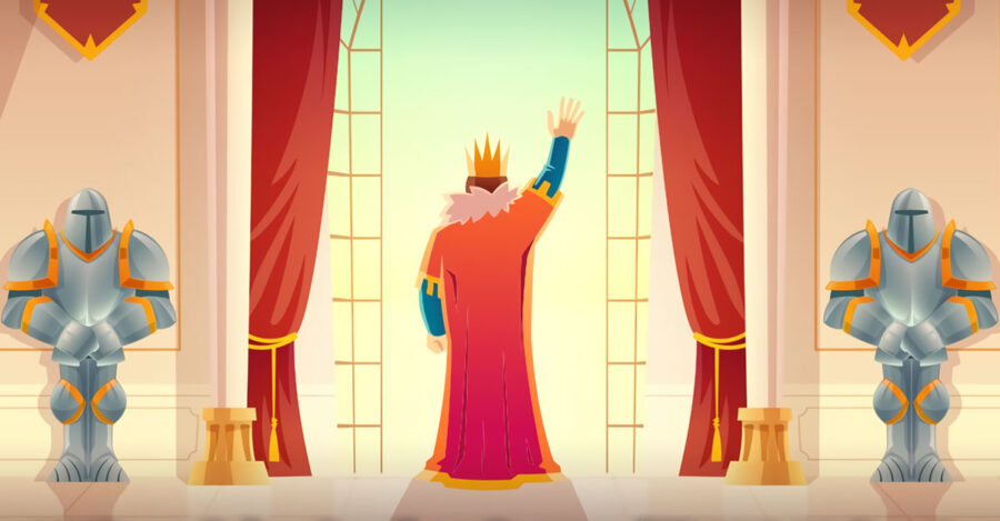 BitLife king waving to the crowd